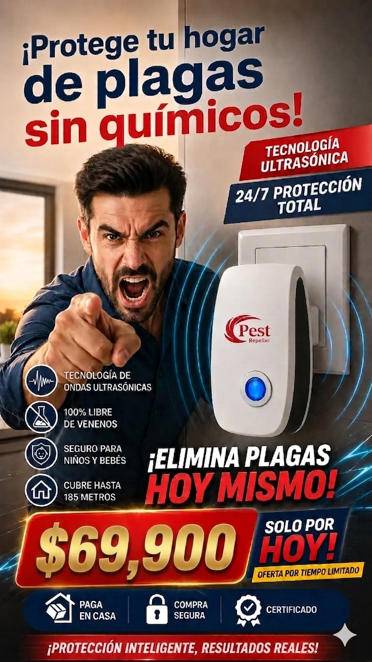 Nuevo Repelente Ultrasónico®: ¡Protege tu hogar de plagas destructivas y asquerosas sin usar químicos peligrosos! 1 Unidad!