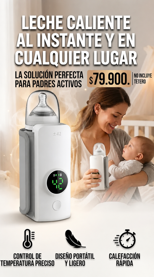 Calentador Portatil®: La libertad de pasear con la tranquilidad de un biberón siempre listo.