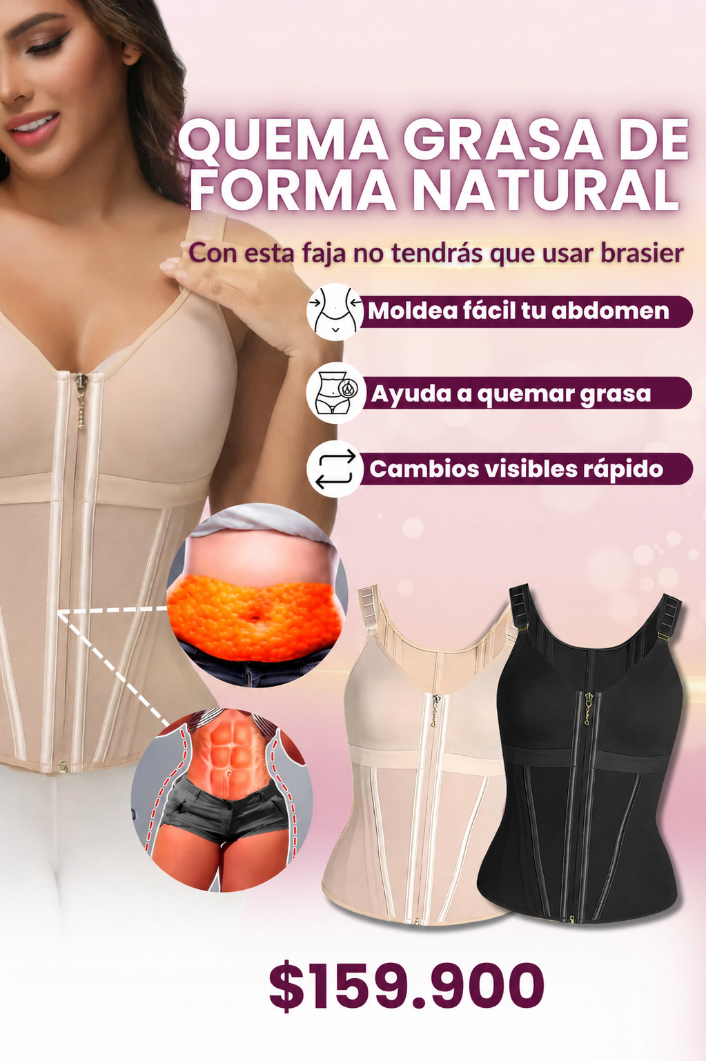 FAJA 11 VARILLAS CON BUSTO PREHORMADO Y CREMALLERA DE LUJO